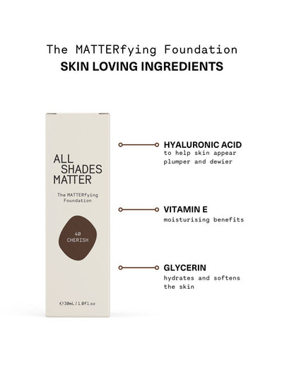 An inclusive foundation line that caters to darker skin tones. - The MATTERfying Foundation - dark skin tones - full range sample bundle